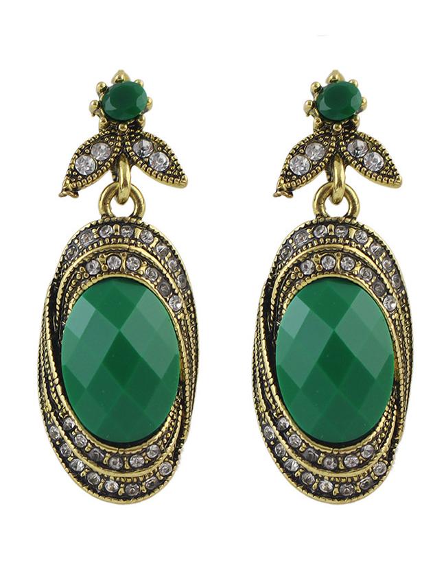 Shein Green Gemstone Stone Earrings