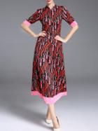 Shein Wavy Line Rouge Print Combo Dress