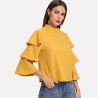 Shein Layered Sleeve Stand Collar Top