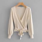 Shein Solid Tie Detail Wrap Jumper
