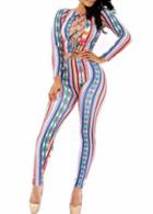 Rosewe Sexy Long Sleeve Print Design Two Pieces Jumpsuit