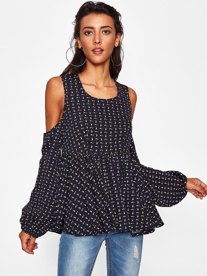 Shein Open Shoulder Printed Top