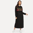 Shein Mixed Print Hooded Hijab Dress