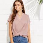 Shein Draped V Neck Plain Top