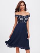 Shein Guipure Lace Bodice Bardot Dress