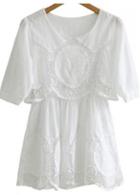 Rosewe Sweet Short Sleeve Round Neck Mini Dress White