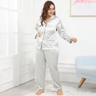 Shein Plus Contrast Binding Shirt & Pants Pj Set