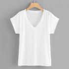 Shein V Neckline Solid T-shirt