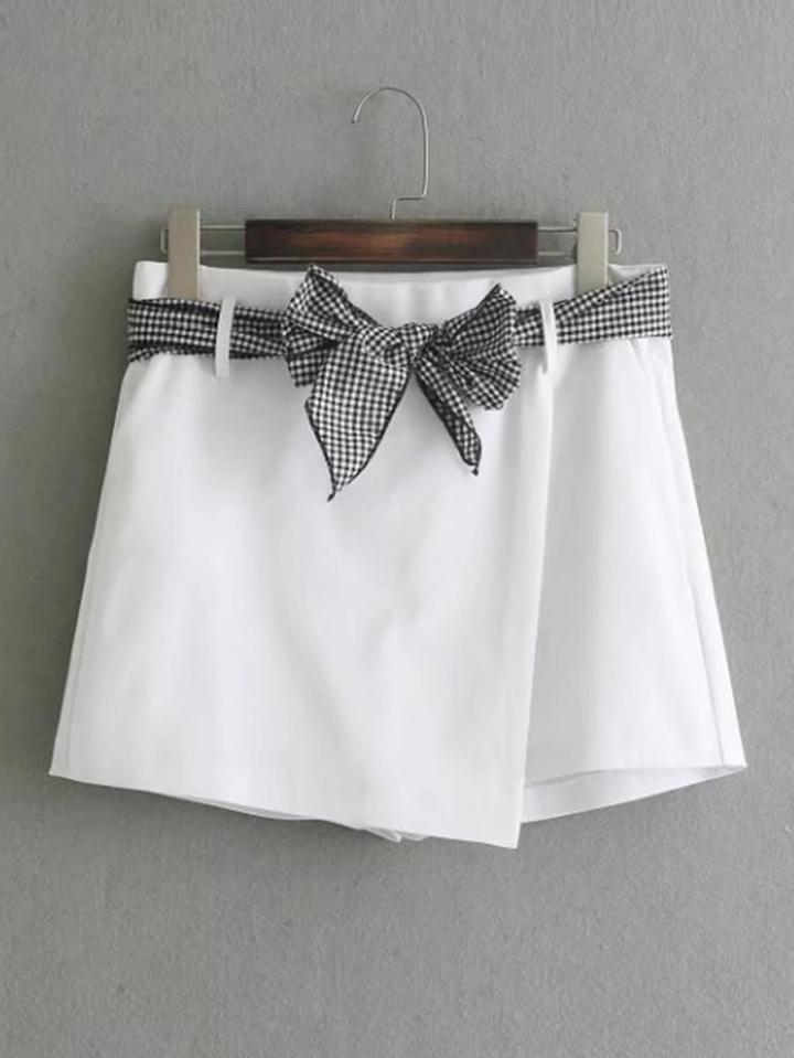 Shein Gingham Bow Tie Wrap Skort