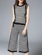 Shein Black White Striped Top With Pants