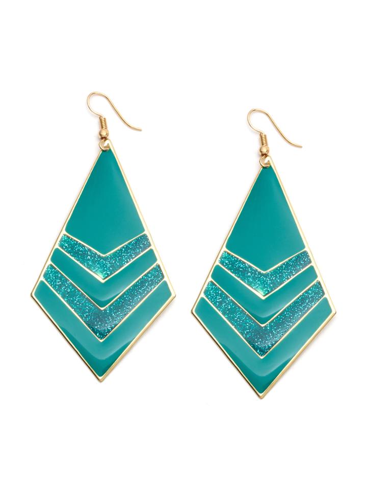 Shein Turquoise Geometric Shiny Drop Earrings