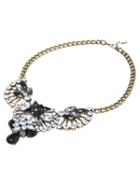 Shein Black Drop Gemstone Fan-shaped Necklace