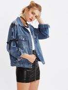 Shein Grommet Lace Up Boyfriend Trucker Jacket