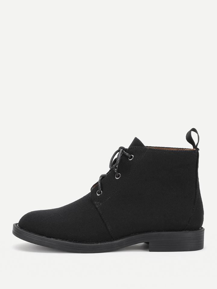 Shein Lace Up Round Toe Flat Boots