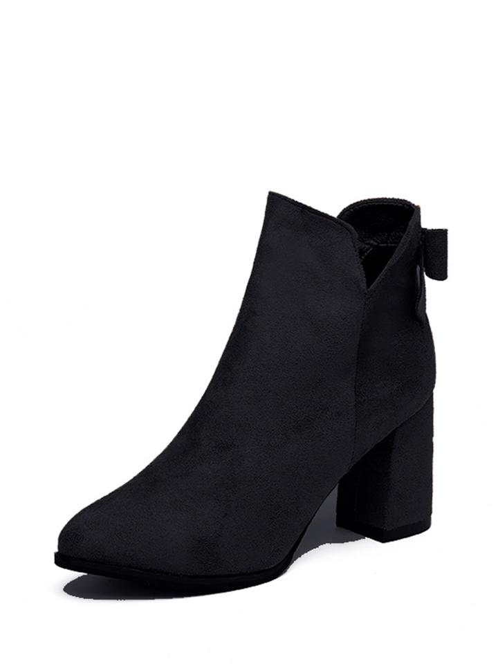 Shein Side Zip Bow Back Chunky Boots