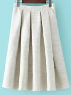 Shein Beige High Waist Flare Skirt