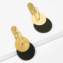 Shein Double Flat Disc Decorated Hoop Earrings