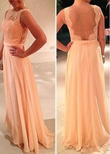 Rosewe Open Back Lace Splicing Pink Maxi Dress