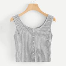 Shein Single Breasted Ribbed Top