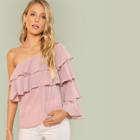 Shein Asymmetrical Tiered Ruffle Embellished Top