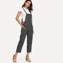 Shein Criss Cross Back Checked Pinafore Pants
