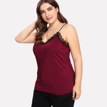 Shein Plus Contrast Eyelash Lace Cami Top