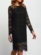 Shein Black Eyelash Lace Straight Dress