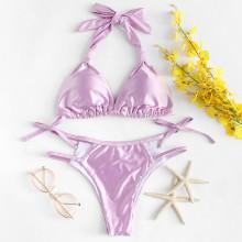 Shein Ladder Cutout Metallic Bikini Set