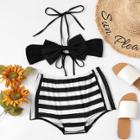 Shein Bow Detail Striped Bikini Set