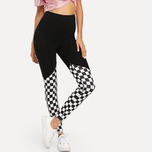 Shein Two Tone Plaid Leggings