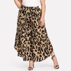 Shein Plus Pleated Leopard Print Wide Leg Pants