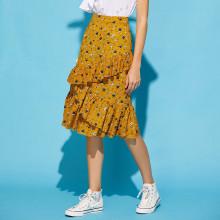 Shein Asymmetric Ruffle Trim Ditsy Skirt