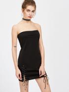 Shein Black Lace Up Side Tube Dress