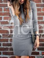 Shein Grey Hollow Out Back Dress