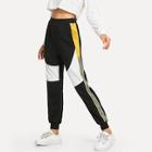 Shein Contrast Letter Tape Cut And Sew Sweatpants
