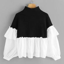 Shein Two Tone Mixed Media Dolman Sweater