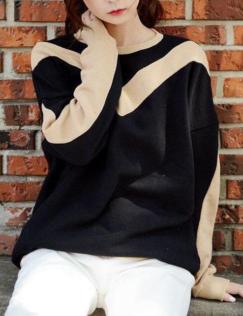 Shein Women Black Color Block Sweatshirt
