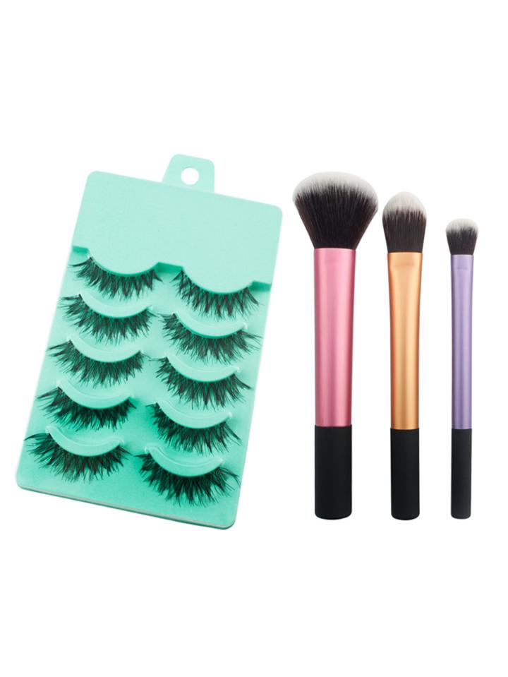 Shein Color Block Brush Set With False Eyelashes