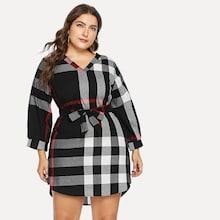 Shein Plus Self Tie Plaid Dress