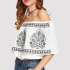 Shein Foldover Embroidery Crop Top