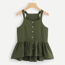 Shein Single Breasted Dip Hem Top