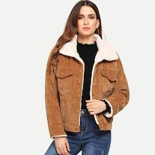 Shein Faux Fur Lined Corduroy Jacket