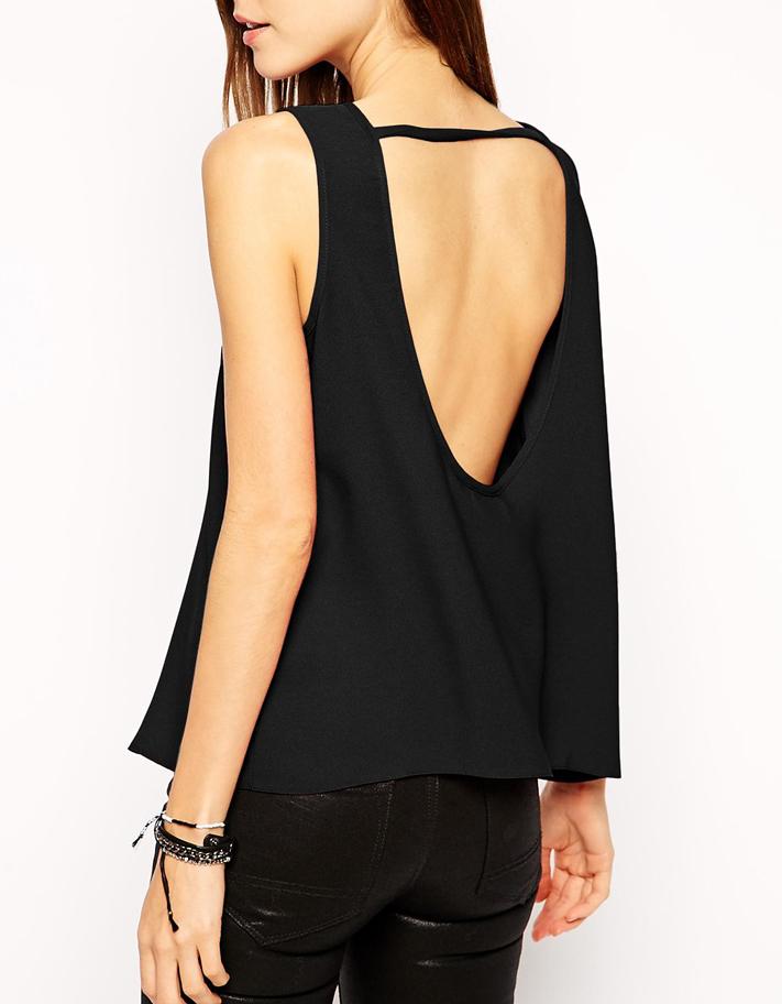 SheIn Black Sleeveless Backless Vest