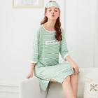 Shein Letter Print Striped Dress With Eye Mask