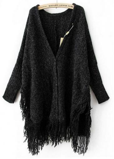 Rosewe Trendy V Neck Tassel Decorated Long Sleeve Cardigans