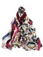 Shein Red Autumn Style Printed Long Cotton Scarf For Ladies