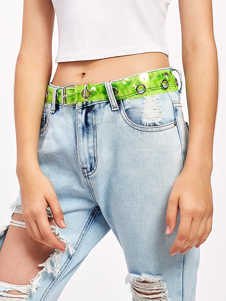 Shein Eyelet Design Clear Buckle Belt