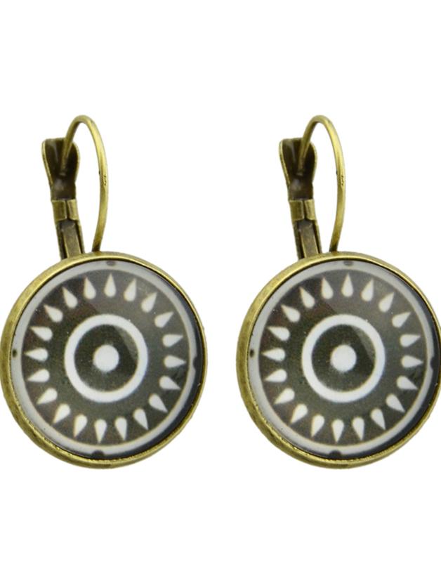 Shein Bronze Ethnic Design Sun Pattern Round Earrings