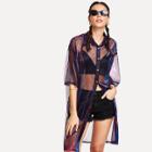Shein See-through Mesh Longline Shirt
