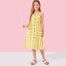 Shein Girls Button Up Striped Slip Dress